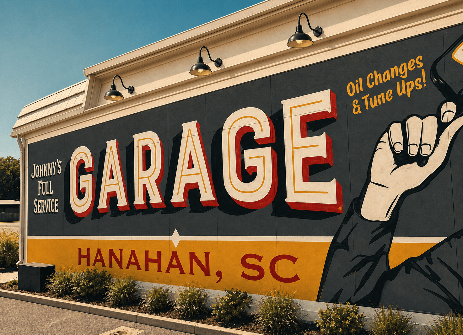 Johnny's Garage exterior mural, Hanahan SC